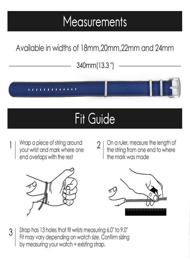 watchdives Nylon Watch Band 18mm 20mm 22mm Multicolor Replacement Watch Straps for Men Women (Blue Gray, 20mm) - Image 2