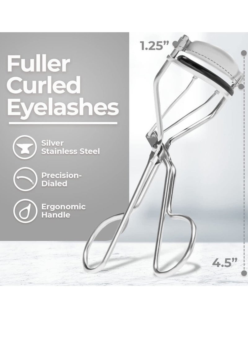 Bukela Eyelash Curler Makeup with Advanced Silicone Pressure Pad & Tweezer and Satin Bag & Fits All Eye Shapes Get The Perfect Curl in 8 Seconds  - Image 3
