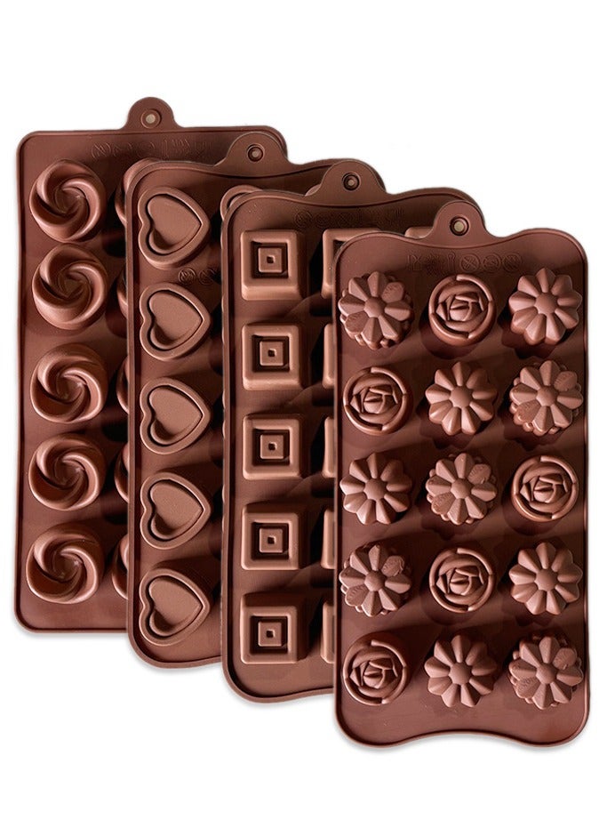 4-Piece Rose-Shaped Silicone Chocolate Mold Set – DIY Style Chocolate Bars, Candy Molds & Energy Bar Shapes (Reusable) - Image 1
