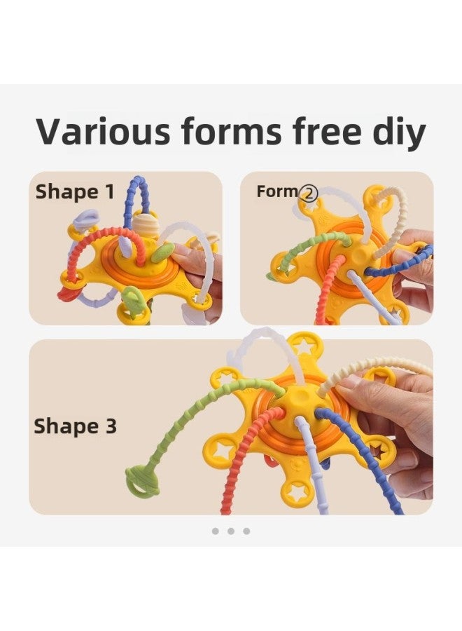 Hand-caught Ball Gnawing Teeth Infant Toy Rubber Plug Early Education DIY Finger Pumping Music Can Be Newborn Plug-Color:Drawing Music + Telephone Story Machine - Image 2