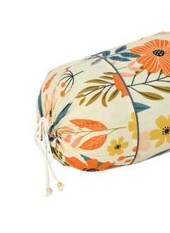 Kuber Industries Kuber Industries Floral Print Cotton Bolster Cover- Set of 2, 16"x32" (Cream)  - Image 4