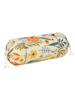 Kuber Industries Kuber Industries Floral Print Cotton Bolster Cover- Set of 2, 16"x32" (Cream)  - Image 2