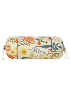Kuber Industries Kuber Industries Floral Print Cotton Bolster Cover- Set of 2, 16"x32" (Cream)  - Image 3