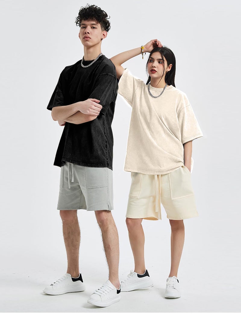 Yimoon 3 Pack Oversized Tshirts for Women Washed Vintage Baggy Boyfriend Tees Short Sleeve Unisex Cotton Tops(Blackbeigepink-XL) - Image 5