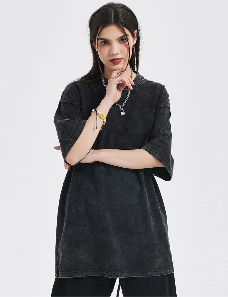 Yimoon 3 Pack Oversized Tshirts for Women Washed Vintage Baggy Boyfriend Tees Short Sleeve Unisex Cotton Tops(Blackbeigepink-XL) - Image 3