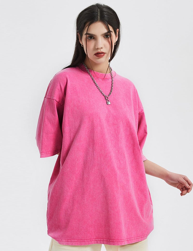 Yimoon 3 Pack Oversized Tshirts for Women Washed Vintage Baggy Boyfriend Tees Short Sleeve Unisex Cotton Tops(Blackbeigepink-XL) - Image 2