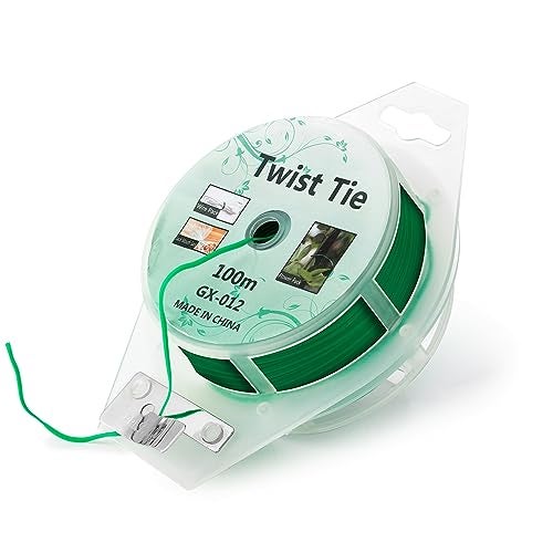 MYLTW 100m Garden Cable Ties & Cutters, Reusable Green Wire Twist Ties for Climbing Plants & Home Organization - Image 1