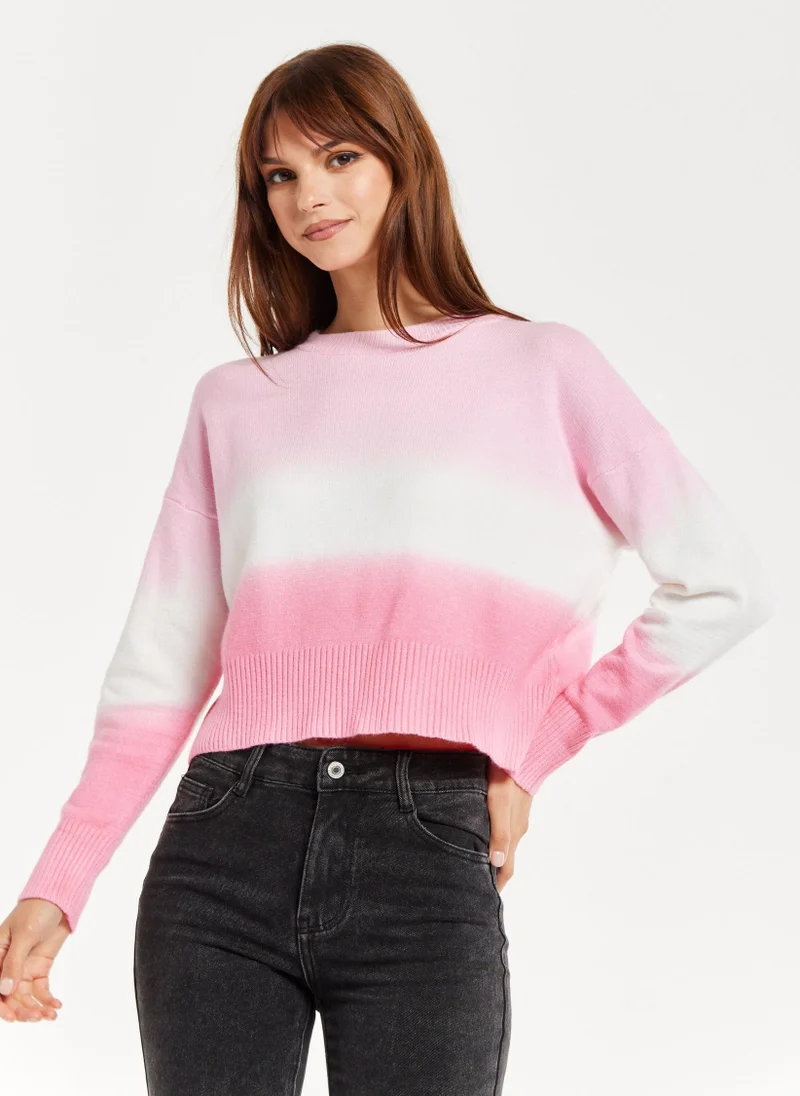 Liquorish Ombre Pattern Jumper In Pink And White