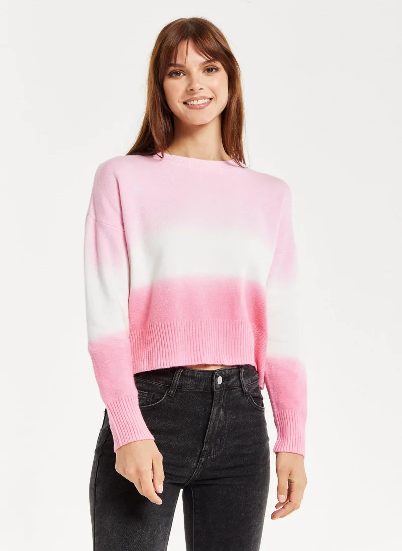 Liquorish Ombre Pattern Jumper In Pink And White