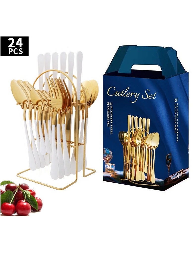 Y&D 24-Piece Steak Knife Fork Spoon Cutlery Gift Set 