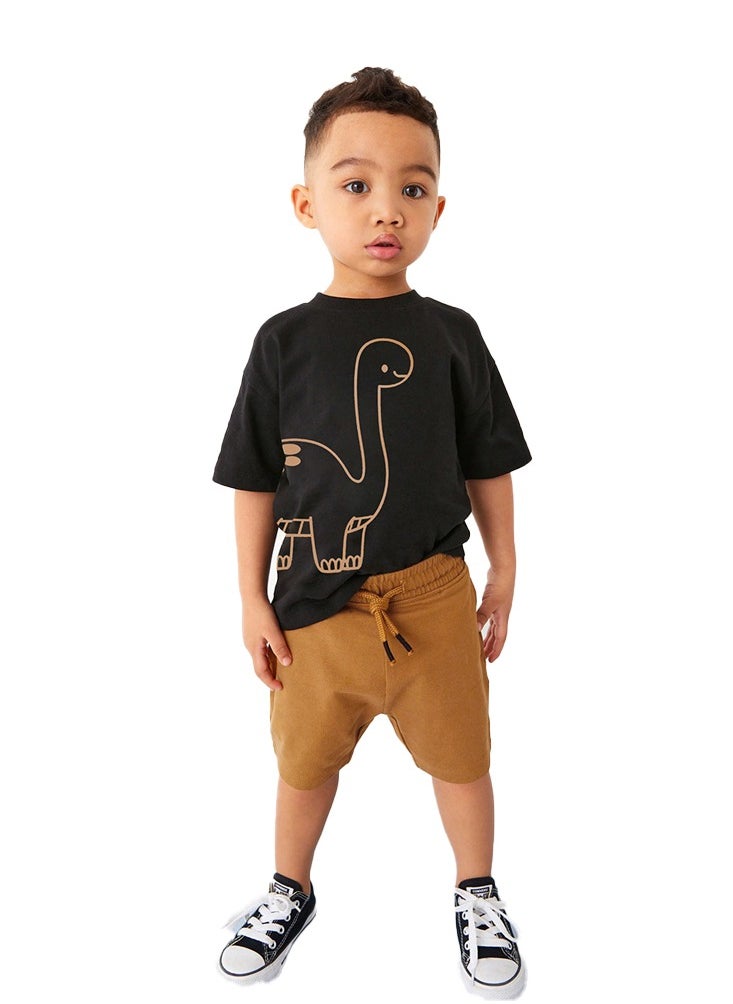 Al Aoyama Summer short-sleeved boys' suit, two-piece cartoon T-shirt pants suit  - Image 1