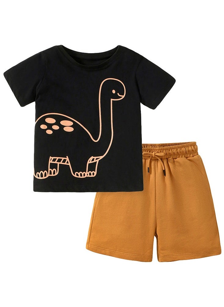 Al Aoyama Summer short-sleeved boys' suit, two-piece cartoon T-shirt pants suit  - Image 2