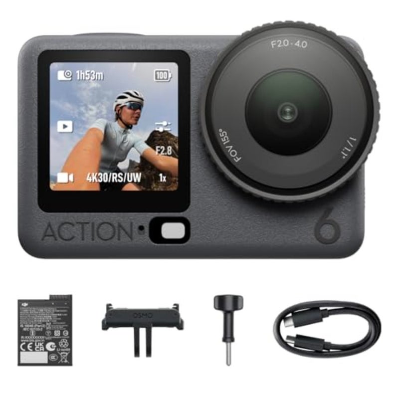 Osmo Action 6 Standard Combo, Action Camera With 1/1.1″ Square Sensor, Variable Aperture of f/2.0 f/4.0, Cold-Resistant, 4hrs Battery, Action Camera 4K Ideal for Quick Capture of Exciting Moments - Image 1