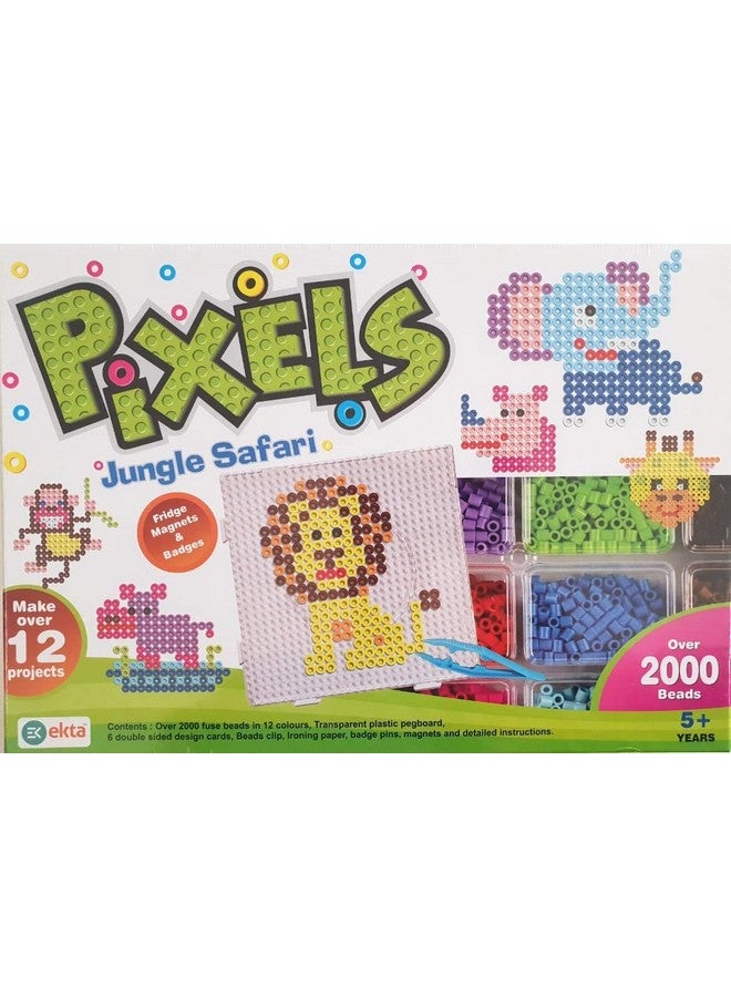 Ekta Plastic, Beads Pixels Jungle Safari Fridge Magnets Badges Making Kit for Children Creativity, Multicolour, Above The Age of 5 Years - Image 5
