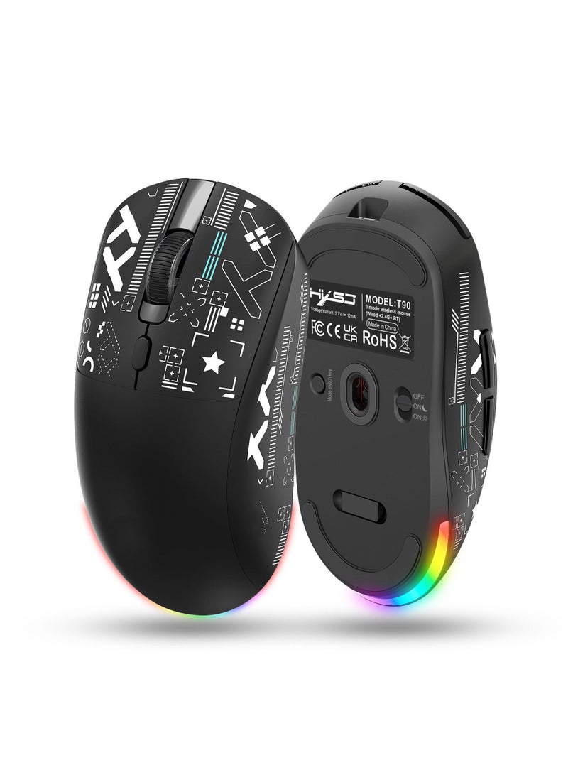 السلكية / 2.4g / bluetooth اكس ماوس لاسلكي RGB 650mAh مضيئة لعبة ماوس لاسلكي ، ويمكن استخدامها كهدية للرجال والنساء على حد سواء - Image 3