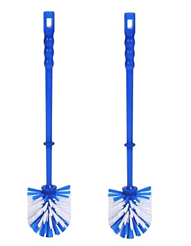KWEL Round Plastic Toilet Brush, Standard, Multicolor flexible and durable Long Handle (Pack of 2) - Image 1
