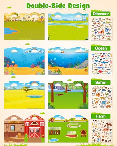 D-FantiX DFantiX 3D Puffy Stickers for Kids Ages 48 Reusable Sticker Books for Toddlers 24 Years Farm Dinosaur Ocean Safari Car Road Trip Activities Airplane Travel Toys Birthday Gifts for Boys Girls - Image 5