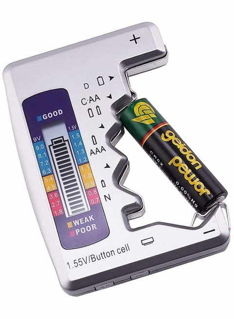 Digital Battery Tester, Universal Battery Checker C AA AAA D N 9V 1.5V ButtonCell, 3-Types Red/Yellow/Green Instructions Mini Battery Capacity Measuring Tool