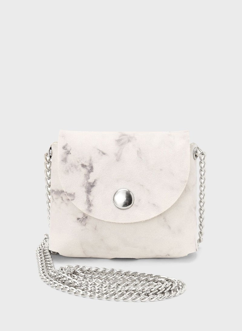 Claires White Marble Mini Purse Earbud Case Cover - Image 1