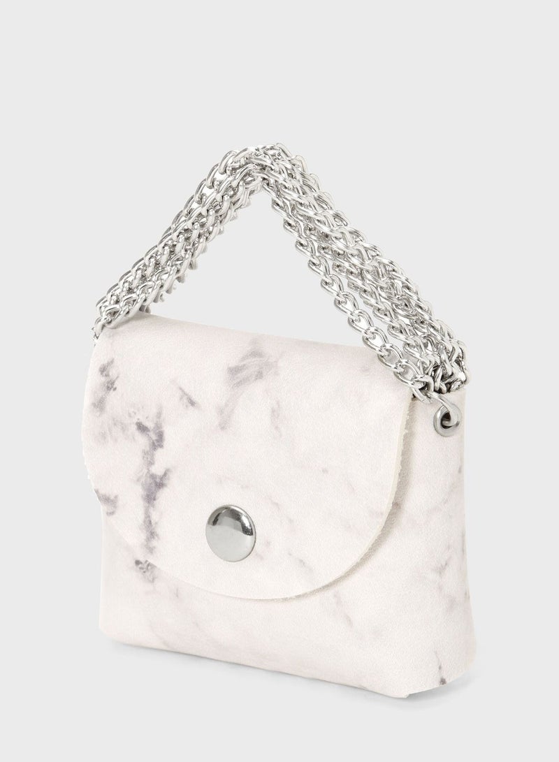 Claires White Marble Mini Purse Earbud Case Cover - Image 2