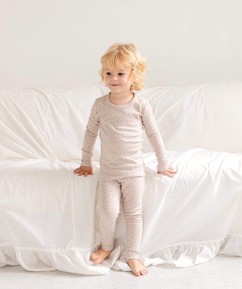 Avauma Baby Boys Girls Pajama Set 6M-7T Kids Cute Toddler Snug Fit Pattern Design Pjs Cotton Sleepwear Flower Pattern (Momo.Moccabeige.Xs) - Image 4