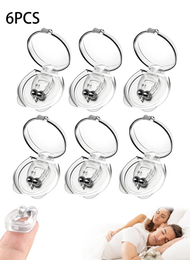 6 Pcd Reusable Clear Silicone Anti-Snoring Device Nose Clip, Comfortable Sleep Aid, Portable Anti-Snoring Tool - Image 1