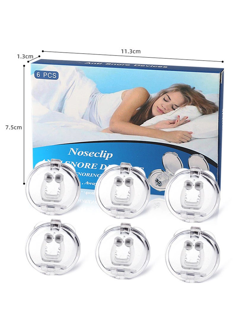 6 Pcd Reusable Clear Silicone Anti-Snoring Device Nose Clip, Comfortable Sleep Aid, Portable Anti-Snoring Tool - Image 5
