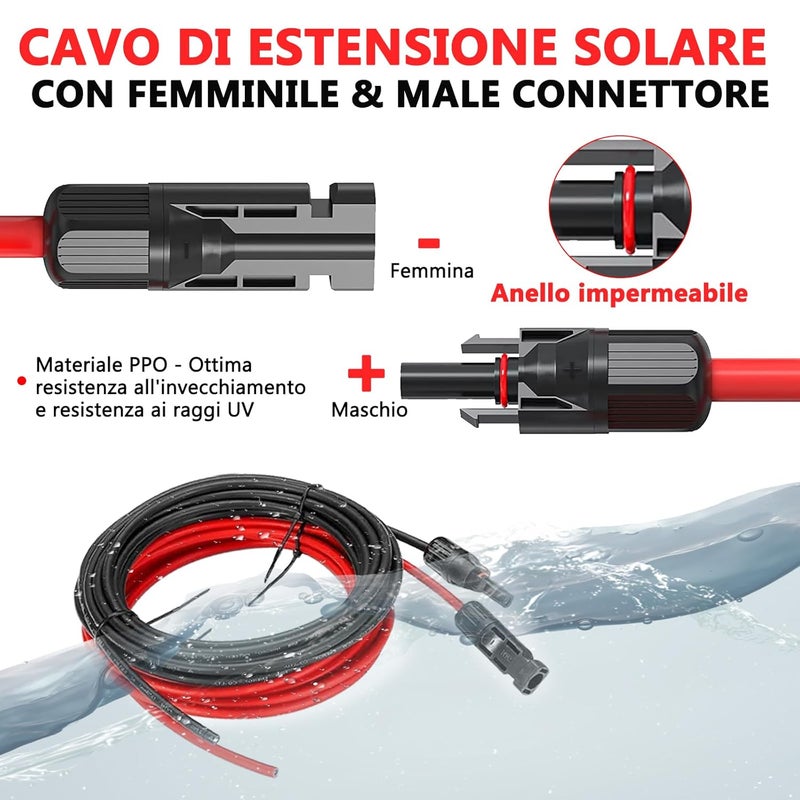 Oududianzi 2 x 15 m Solar Panel Cable 6 mm², Solar Extension Cable with Male and Female Connector, 6 mm2 Solar Cable Extension, IP68 Waterproof Connector, PV Cable for Solar Panel - Image 4