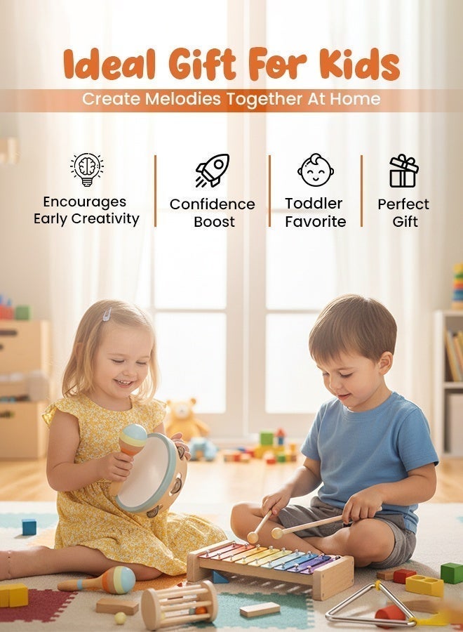 Wooden Xylophone Musical Toy for Kids - 8 Note Percussion Instrument for Hearing Development & Early Music Education - Montessori Wooden Toy for Toddlers Boys and Girls Age 3+ - Image 5