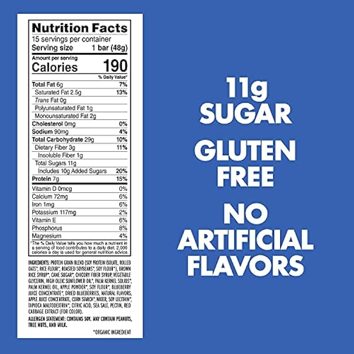 Clif Bar LUNA BAR - Gluten Free Snack Bars - Blueberry Bliss Flavor - 7g of protein - Non-GMO - Plant-Based Wholesome Snacking - On the Go Snacks (1.69 Ounce Snack Bars, 15 Count) - Image 5