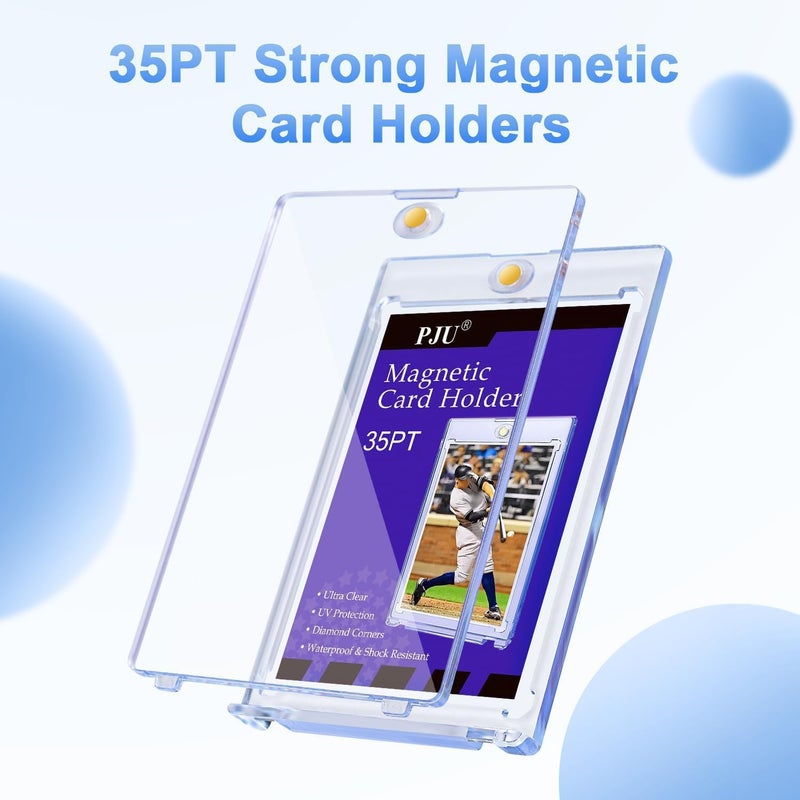 PJU 30ct Magnetic Card Holder, 35pt One Touch Card Holder for Trading Cards, Protectors Hard Plastic, U-V Protection Magnetic Display Case for Baseball, Game, Sports Cards - Image 2
