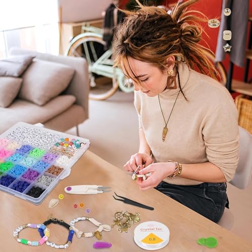Tusmad DIY Bracelet Making Kit for Girls – Beads Kit & Jewelry Craft Set with Charms, Scissors & Elastic String – Beads for– Gifts for Girls (Bracelet Making Kit-JS-05) - Image 4