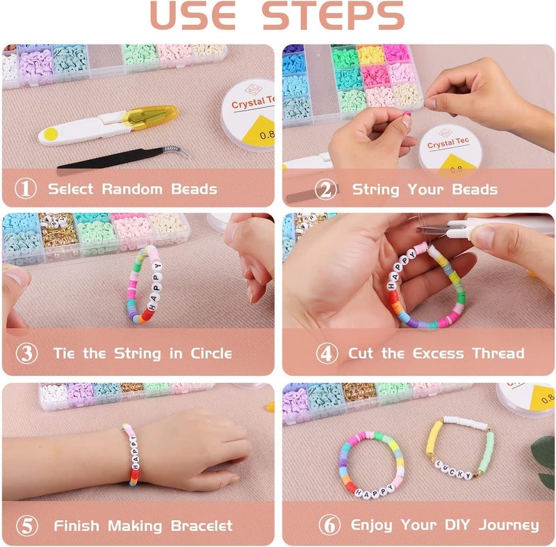 Tusmad DIY Bracelet Making Kit for Girls – Beads Kit & Jewelry Craft Set with Charms, Scissors & Elastic String – Beads for– Gifts for Girls (Bracelet Making Kit-JS-05) - Image 3