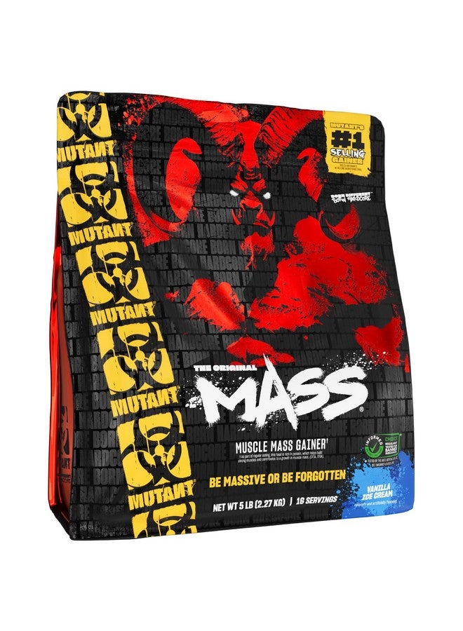 ميوتانت موتانت ماس | مسحوق بروتين لزيادة الوزن - مسحوق بروتين عالي السعرات الحرارية لزيادة الكتلة العضلية - آيس كريم فانيليا - 5 أرطال - Image 1