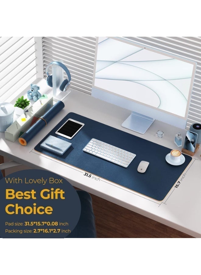 Aurrako Leather Desk Mat Pad Protector,80x40cm Large Office Mouse Pad,Non-Slip PU Desk Blotter, Laptop Desk Pad, Waterproof Desk Writing Pad for Gaming Office and Home - Image 2