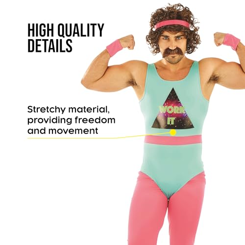 fun shack 80s Exercise Costumes For Men, 80s Workout Costumes, Retro Fitness Outfits For Men, Retro Gym Attire, Medium - Image 3