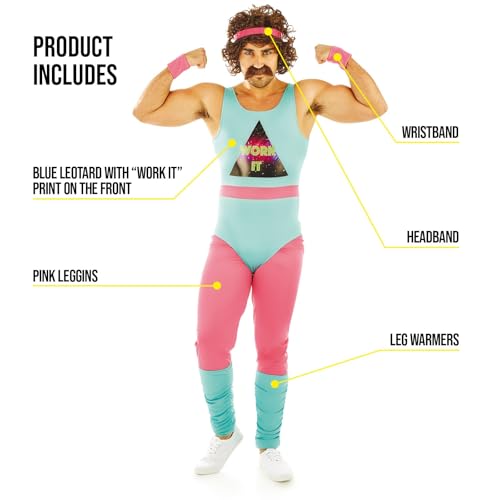 fun shack 80s Exercise Costumes For Men, 80s Workout Costumes, Retro Fitness Outfits For Men, Retro Gym Attire, Medium - Image 2