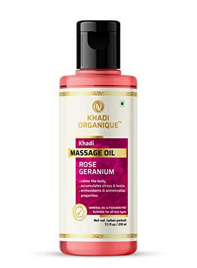 Khadi ORGANIQUE Herbal Rose Geranium Massage Oil Without Mineral Oil 210 Ml (Pack Of 1) - Image 2