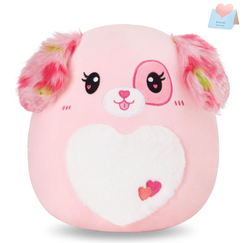 CozyWorld 12"" Puppy Dog Plush Pillow Soft Plush Toy Cute Stuffed Animal Home Room Decoration Cute Heart Valentine's Hugging Toy Birthday Gift for Kids Girlfriends Pink. - Image 1