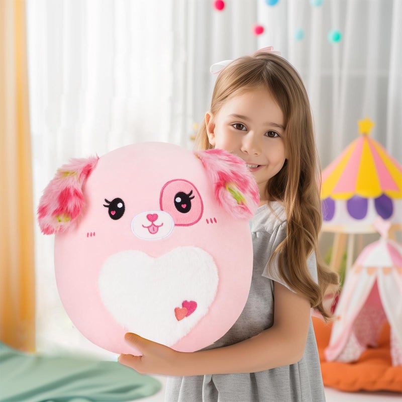 CozyWorld 12"" Puppy Dog Plush Pillow Soft Plush Toy Cute Stuffed Animal Home Room Decoration Cute Heart Valentine's Hugging Toy Birthday Gift for Kids Girlfriends Pink. - Image 4