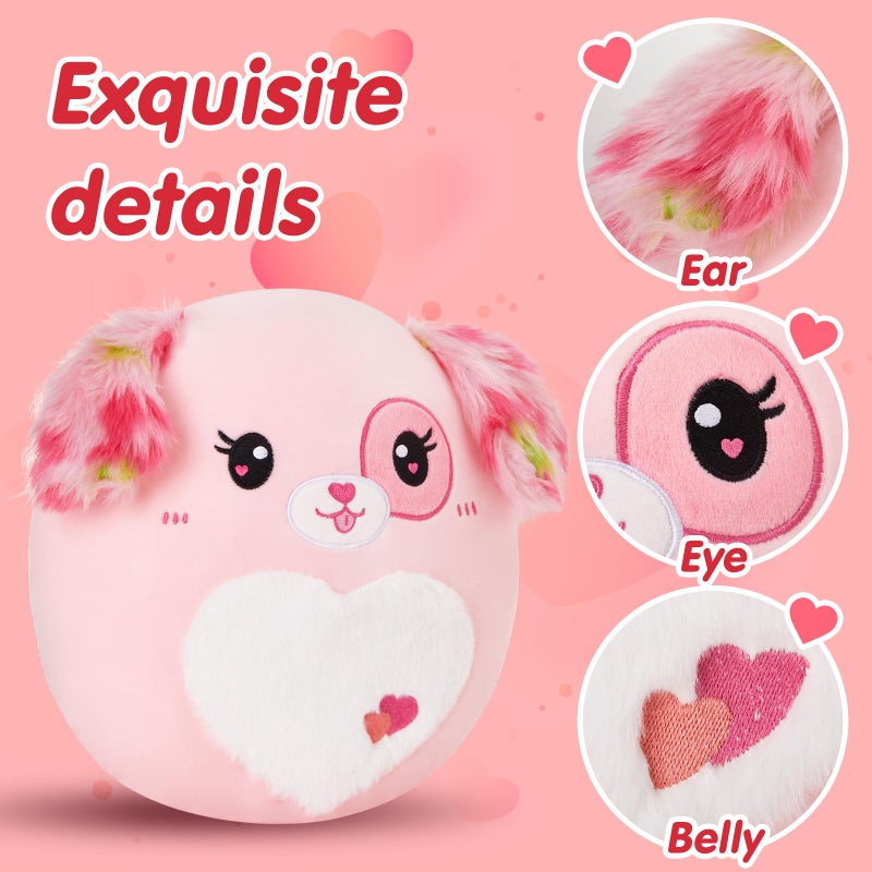 CozyWorld 12"" Puppy Dog Plush Pillow Soft Plush Toy Cute Stuffed Animal Home Room Decoration Cute Heart Valentine's Hugging Toy Birthday Gift for Kids Girlfriends Pink. - Image 3