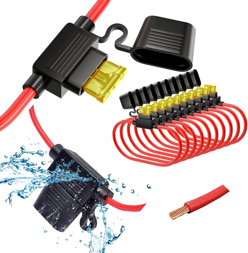حامل للقواطع الكهربائية من نوع 16 AWG، مزود بقاطع من نوع 5A ATC ATO، عبوة تحتوي على 10 قطع – منتج من شركة للاستخدام في السيارات والمنازل المتنقلة والقوارب البحرية. - Image 1