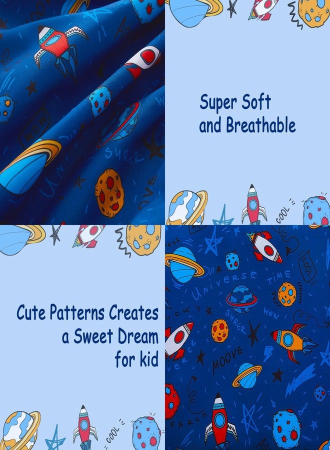 lasoftan Kids Sheet Set Twin Size, Twin Sheet Set with Space Universe Pattern，Breathable Silky Soft Microfiber Kids Fitted Sheet - Image 3