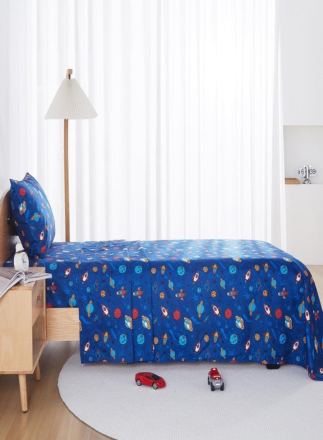 lasoftan Kids Sheet Set Twin Size, Twin Sheet Set with Space Universe Pattern，Breathable Silky Soft Microfiber Kids Fitted Sheet - Image 5