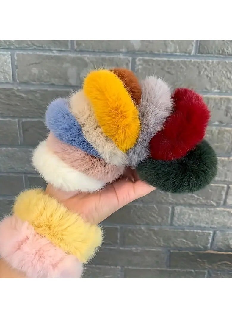 Goolsky 10pcs Colorful Simple Plush Hair Ring, Hair Rope, Hair Accessories, Random Color, Ideal choice for Gifts  - Image 2