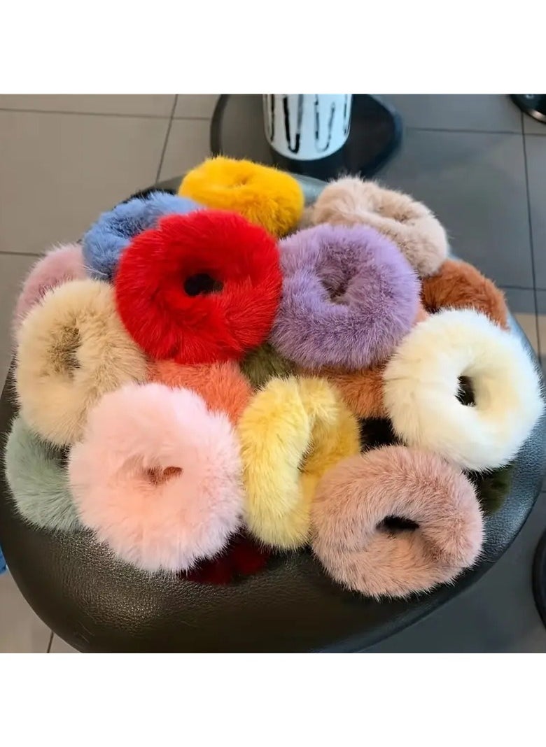 Goolsky 10pcs Colorful Simple Plush Hair Ring, Hair Rope, Hair Accessories, Random Color, Ideal choice for Gifts  - Image 4
