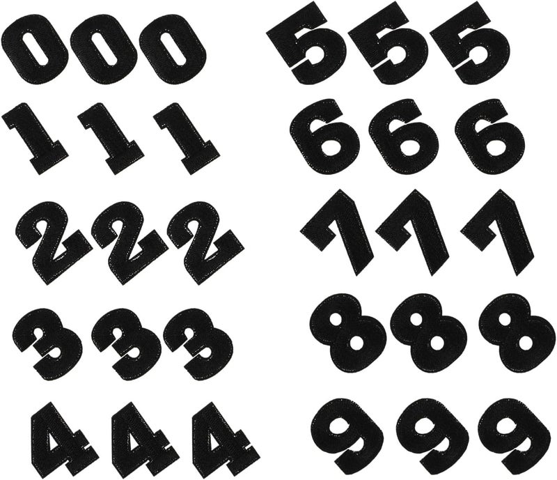 30pcs Black Number Iron-on Garment Patches Sewing Appliques for Clothing Repair DIY Embroidered Patch Set for Jeans Jackets Shirts - Image 1