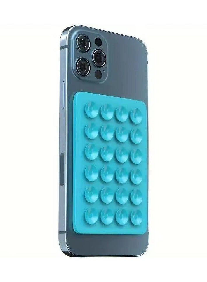 Silicone Suction Phone Case Mount, Non Slip Sticky Phone Grip for Cellphone for Strong Grip Holder for Selfies and Videos (Light Blue)