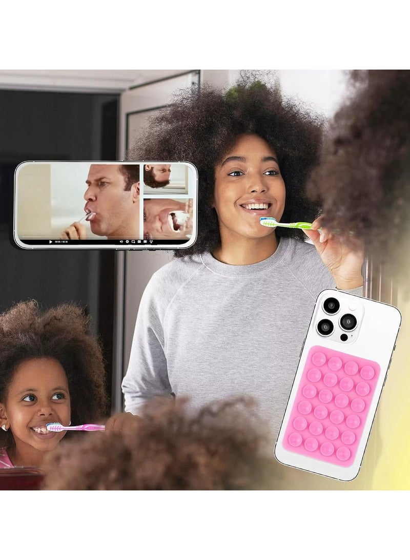 Silicone Suction Phone Case Mount, Non Slip Sticky Phone Grip for Cellphone for Strong Grip Holder for Selfies and Videos (Light Blue)