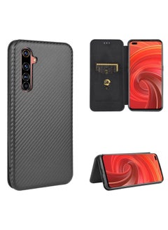 HuHa Case Cover For Realme X50 Pro / X50 Pro 5G Carbon Fiber Texture Horizontal Flip TPU + PC + PU Leather Case with Card Slot Black 